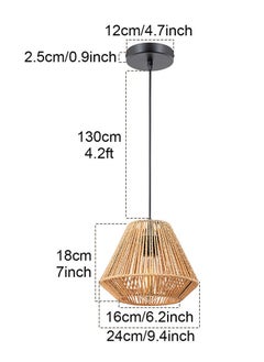 Momozone Retro Chinese chandelier easy to install natural color hand-woven rattan art pastoral style creative personality hanging lamp suitable for bedroom restaurant B&B and bar  - Image 2
