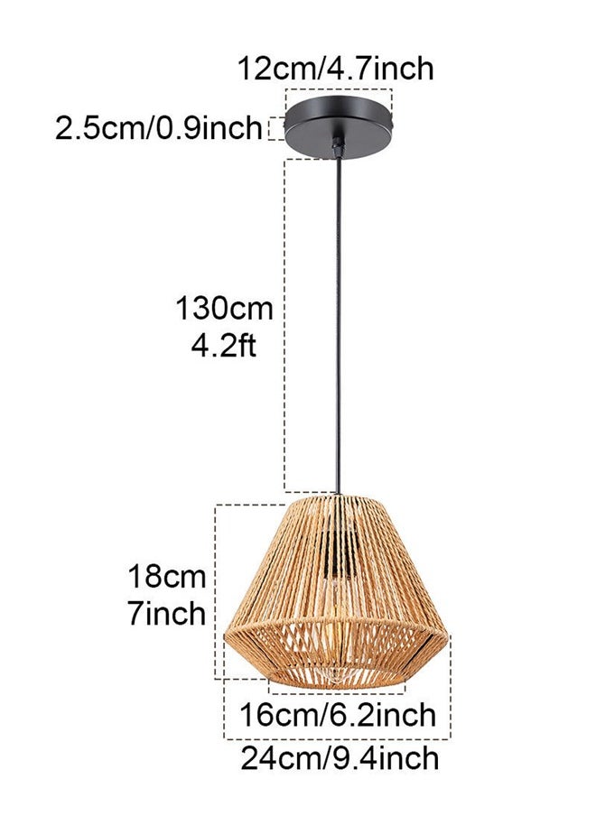 Momozone Retro Chinese chandelier easy to install natural color hand-woven rattan art pastoral style creative personality hanging lamp suitable for bedroom restaurant B&B and bar  - Image 2