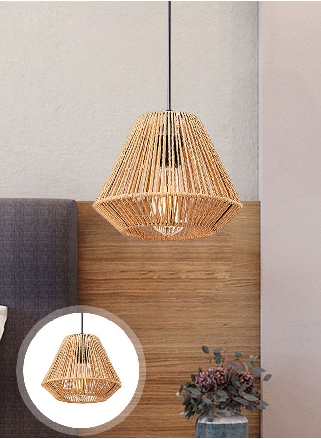 Momozone Retro Chinese chandelier easy to install natural color hand-woven rattan art pastoral style creative personality hanging lamp suitable for bedroom restaurant B&B and bar  - Image 4