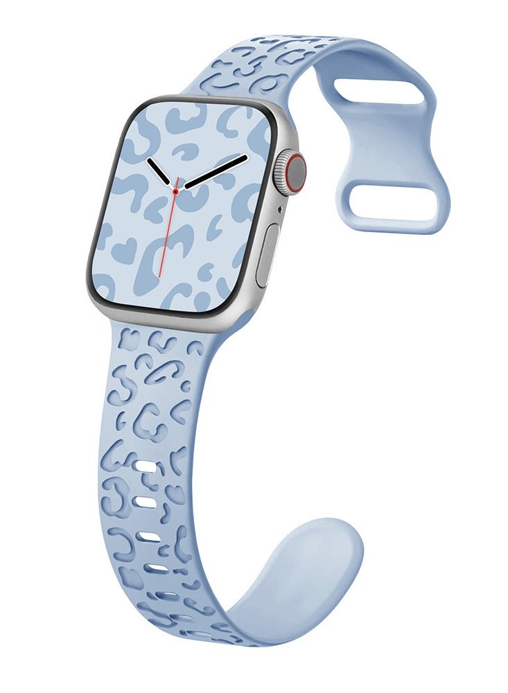 For Apple Watch Ultra s9 Silicone Laser Leopard Pattern 41mm40mm38mm Apple Watch Strap (Blue)