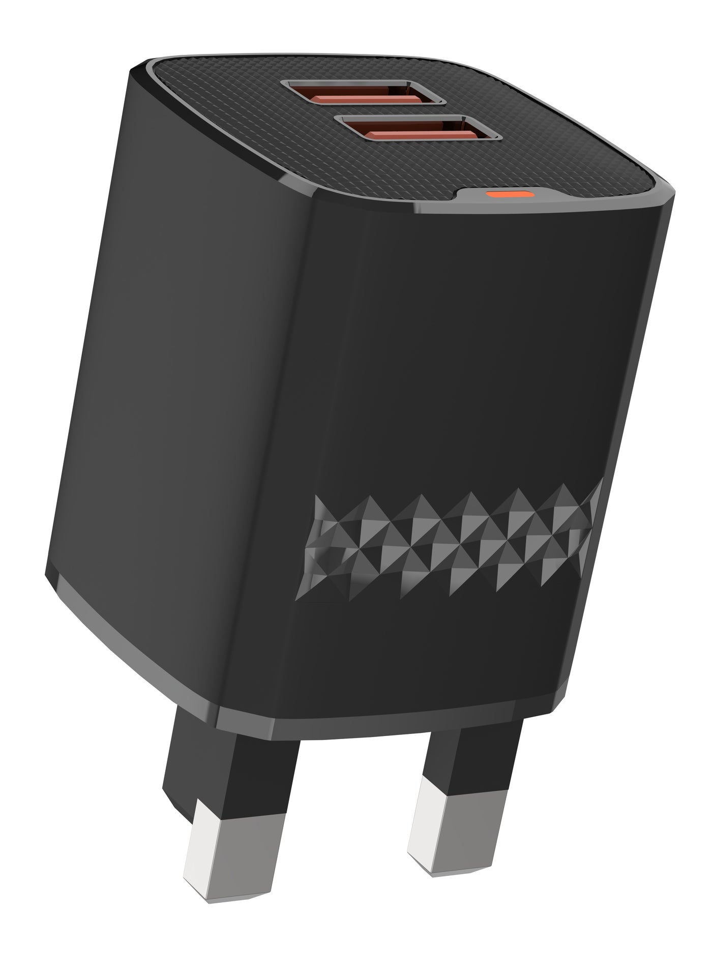 Dual Port Wall Charger with 2 USB-A Port & USB-A To Lightning 1m Cable / Charging Protection / Over-Voltage Protection , Over-Circuit Protection, Over-Heating & Short Circuit Protection / Ultra Compact / Output Power of 10.5W / Phone Charger 2 Plugs / For SmartPhones - Black