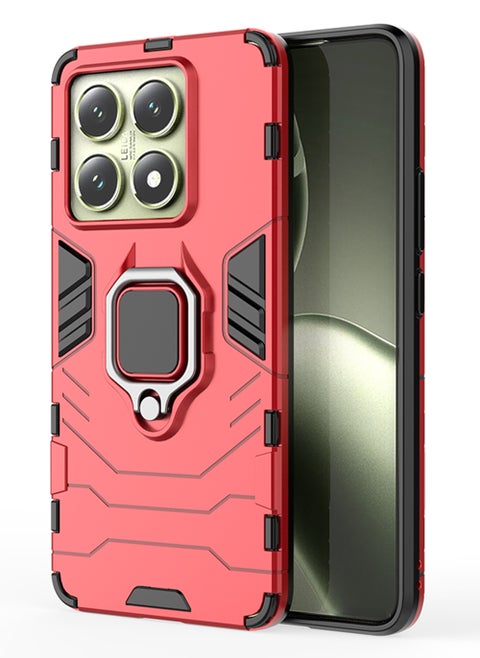 Case for Xiaomi 14T 5G with Kickstand, PC+TPU Dual-Layer,Red