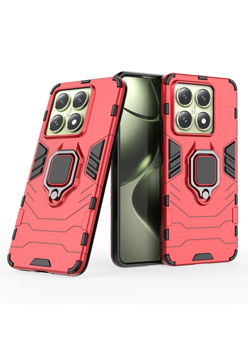 Case for Xiaomi 14T 5G with Kickstand, PC+TPU Dual-Layer,Red