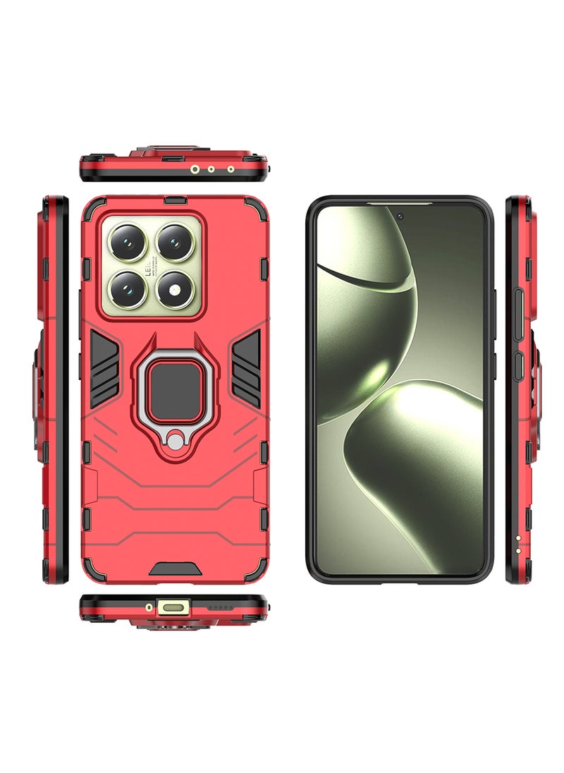 Case for Xiaomi 14T 5G with Kickstand, PC+TPU Dual-Layer,Red