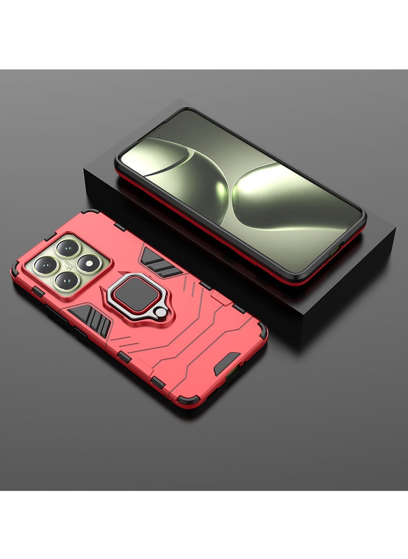 Case for Xiaomi 14T 5G with Kickstand, PC+TPU Dual-Layer,Red