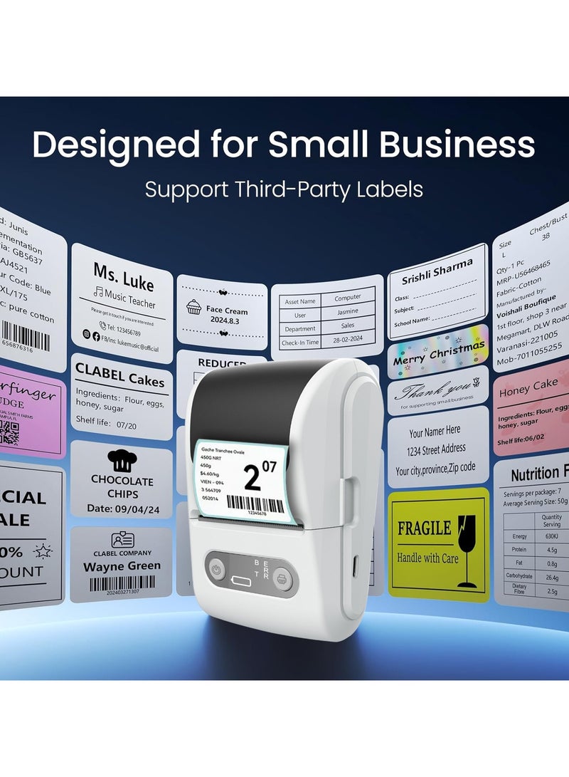 Label Maker with 50mm*60mm Thermal Tape Roll - Portable Bluetooth Label Printer (12mm-57mm Print Width) - USB Rechargeable  User-Friendly - Ideal for Office/Home/School/Commercial Use - Image 4