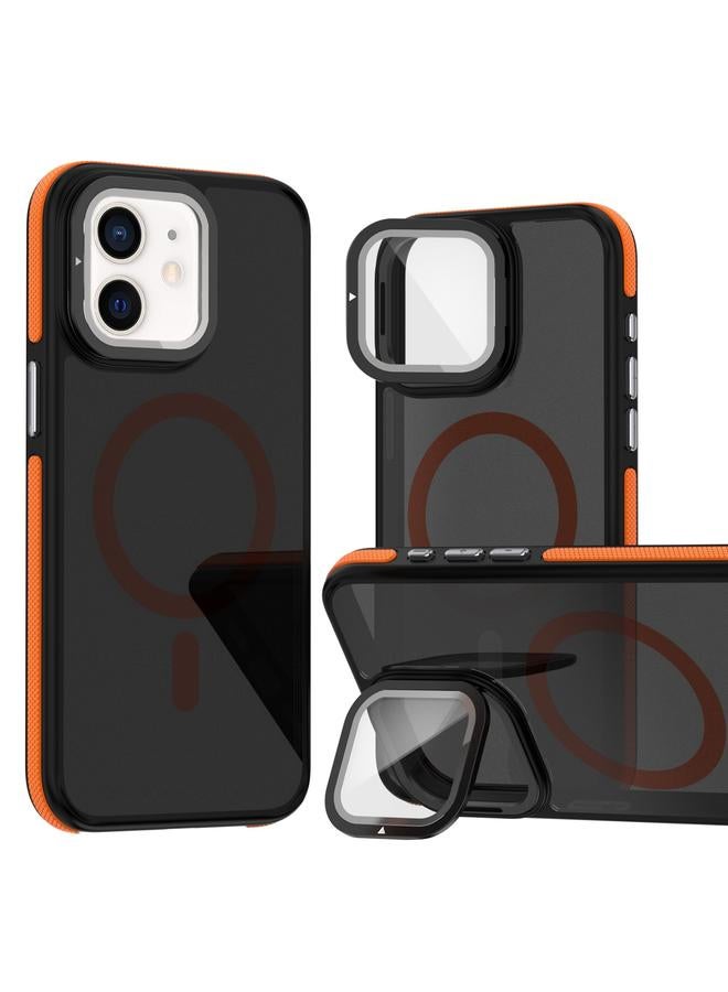 S-TOP Case For iPhone 11 Magsafe Dual-Color Skin Feel Lens Film Phone Case with Lens Fold Holder - Image 1