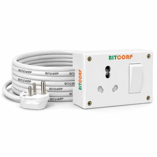 BITCORP 16A to 6A Power Extension Board Converter with 1 Socket 1 Switch, 2500W, 3 Meter 1.5mm Electric Cord for AC, Refrigerator, EV Charger, Water Heater - Image 1