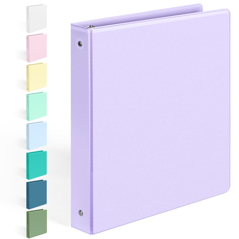 Sooez BinderX Extra Durable 3 Ring Binder, Round Rings 1 Inch Binder, Fits 175 Sheets of 8.5x11 Paper, Customizable View Cover with Inside Pockets, Cute 1" Binders, 1 Inch Binders 3 Ring, Lavender Purple - Image 1
