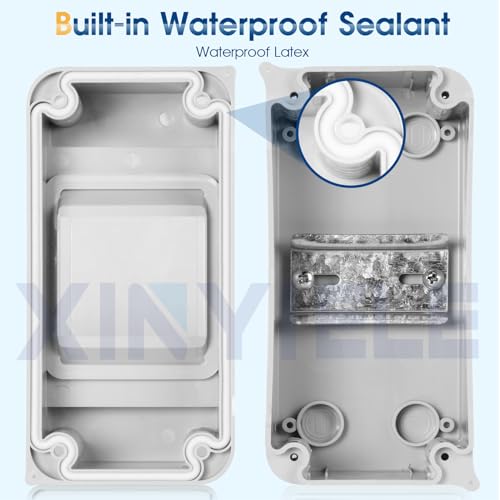 XINYIELE Waterproof Distribution Protection Box, ABS Plastic Breaker Electrical Box and Transparent Cover IP65, for Indoor Outdoor Wall Circuit Breaker (HT-3WAY) - Image 4