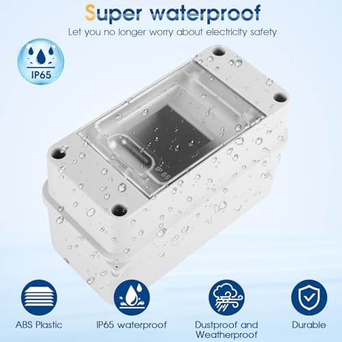 XINYIELE Waterproof Distribution Protection Box, ABS Plastic Breaker Electrical Box and Transparent Cover IP65, for Indoor Outdoor Wall Circuit Breaker (HT-3WAY) - Image 2