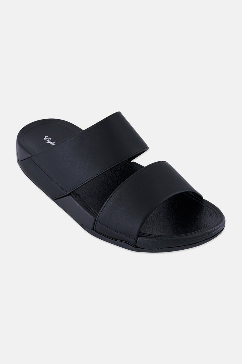 English Laundry Men 2 Strap Slip On Arabic Sandals, Black - Image 1