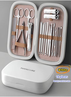 Gasin 18 Piece Professional Pedicure and Nail Clipper Manicure Tool Set White  - Image 1