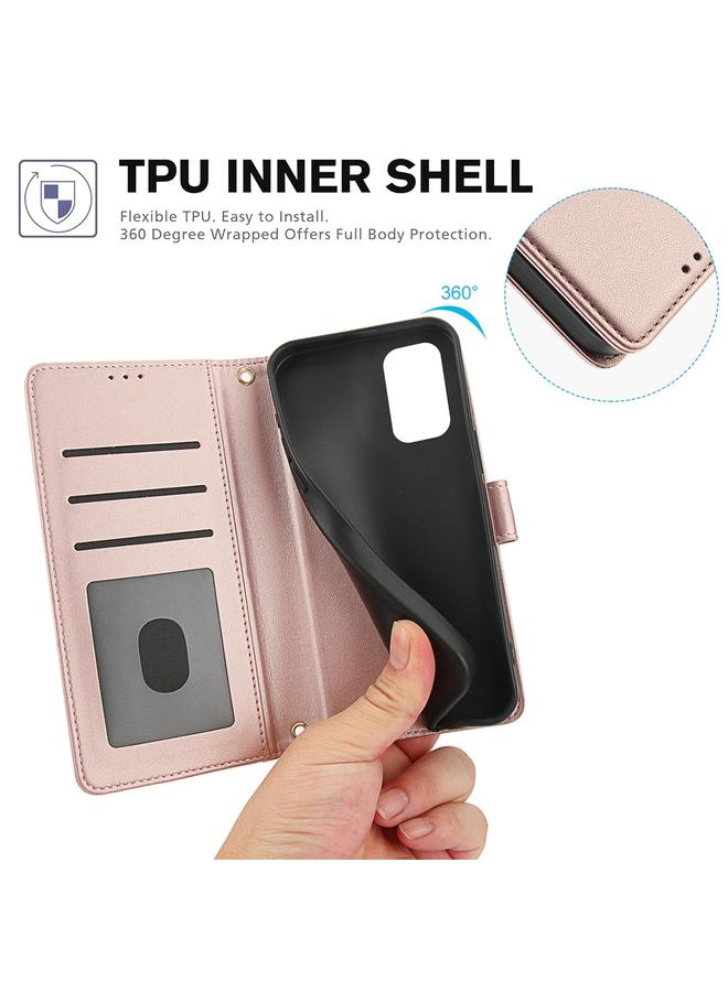 اس-توب جراب لهاتف Samsung Galaxy A13 4G / 5G / A04 / A04s، جراب هاتف جلدي بلون نقي مع فتحات للبطاقات وحبل مزدوج - Image 4