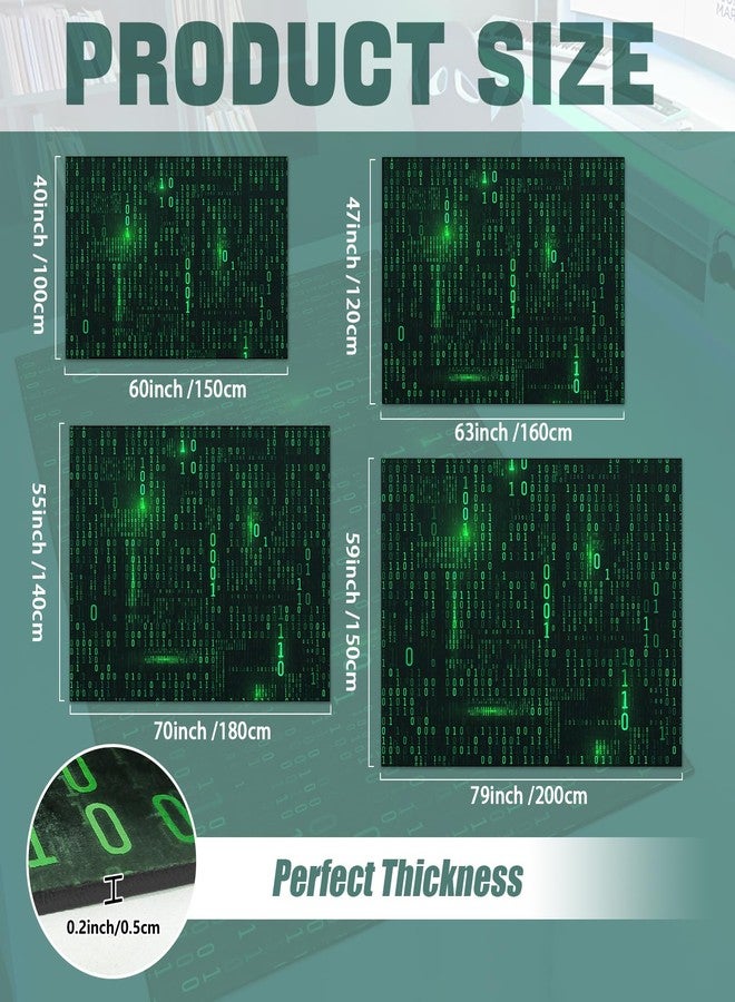 GUG Washable Game Area Rug, Binary Code Design Gaming Programmer Teen Carpet Rug Doormat, Non-Slip Low-Pile Floor Carpet for Computer Bedroom Indoor Front Entrance Living Room Office (63" x 47") - Image 2