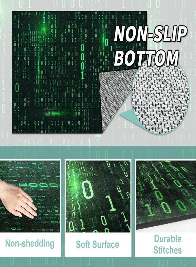 GUG Washable Game Area Rug, Binary Code Design Gaming Programmer Teen Carpet Rug Doormat, Non-Slip Low-Pile Floor Carpet for Computer Bedroom Indoor Front Entrance Living Room Office (63" x 47") - Image 4
