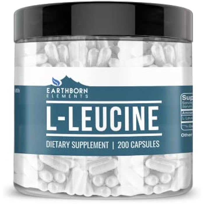 Earthborn Elements L-Leucine 200 Capsules, Pure & Undiluted, No Additives - Image 1