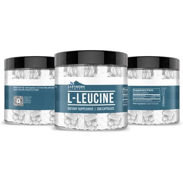 Earthborn Elements L-Leucine 200 Capsules, Pure & Undiluted, No Additives - Image 2