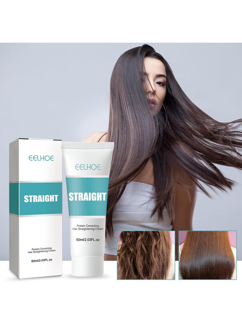 EELHOE New 60Ml Straight Hair Cream Smooth Protein Correcting Straightening Hair Cream - Image 2