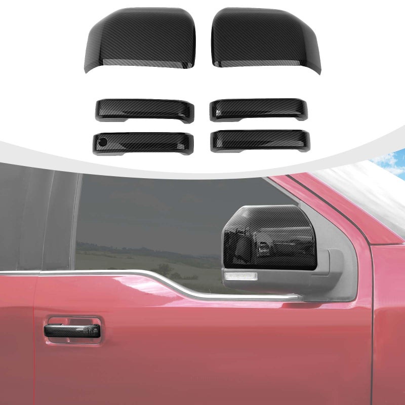 RAZPOY Carbon Fiber Rearview Mirror Cover Door Handle Covers Kit Compatible with Ford F150 Accessories 20152020 - Image 2