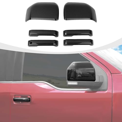 RAZPOY Carbon Fiber Rearview Mirror Cover Door Handle Covers Kit Compatible with Ford F150 Accessories 20152020 - Image 1