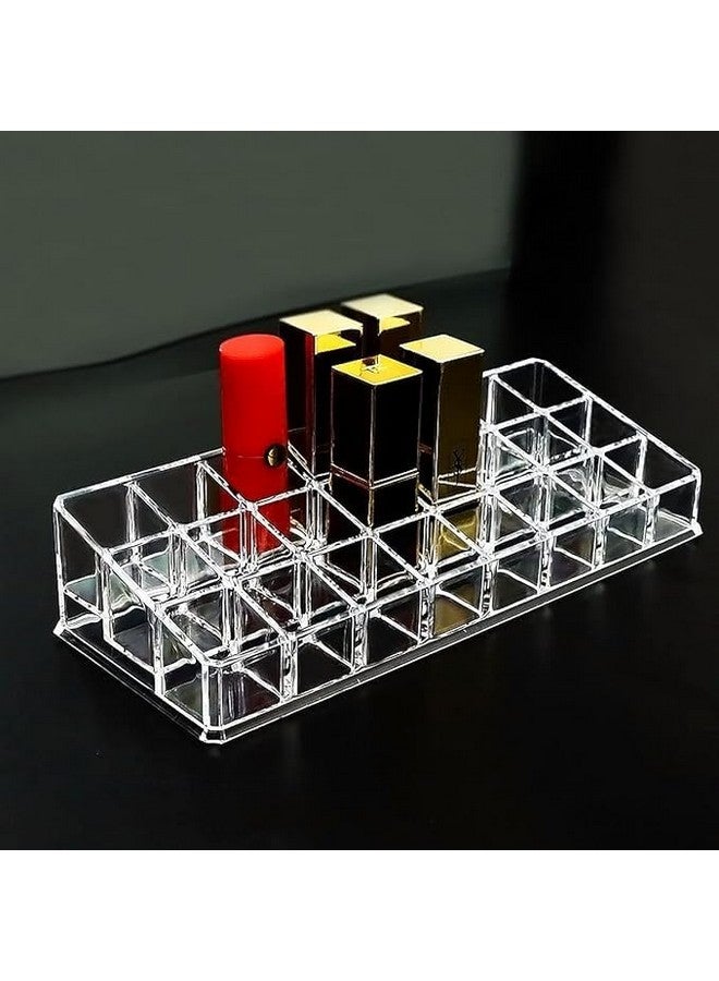 Graidient span Plastic 24 Compartment Cosmetic Organizer - Makeup Lipstick Storage Display Case, Transparent (23 x 9 cm) - Image 2