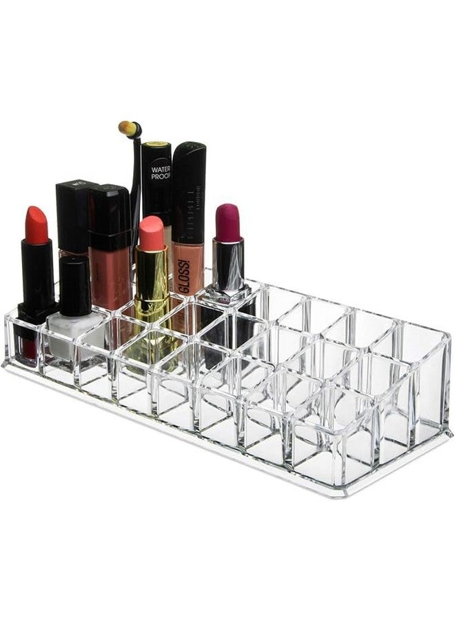 Graidient span Plastic 24 Compartment Cosmetic Organizer - Makeup Lipstick Storage Display Case, Transparent (23 x 9 cm) - Image 1