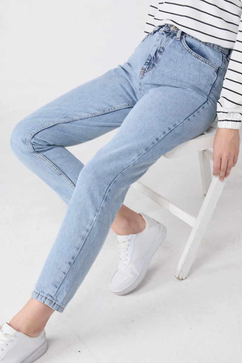 Tofisa 23669-ICE-BLUE-SNOW High Waist Mom Jeans