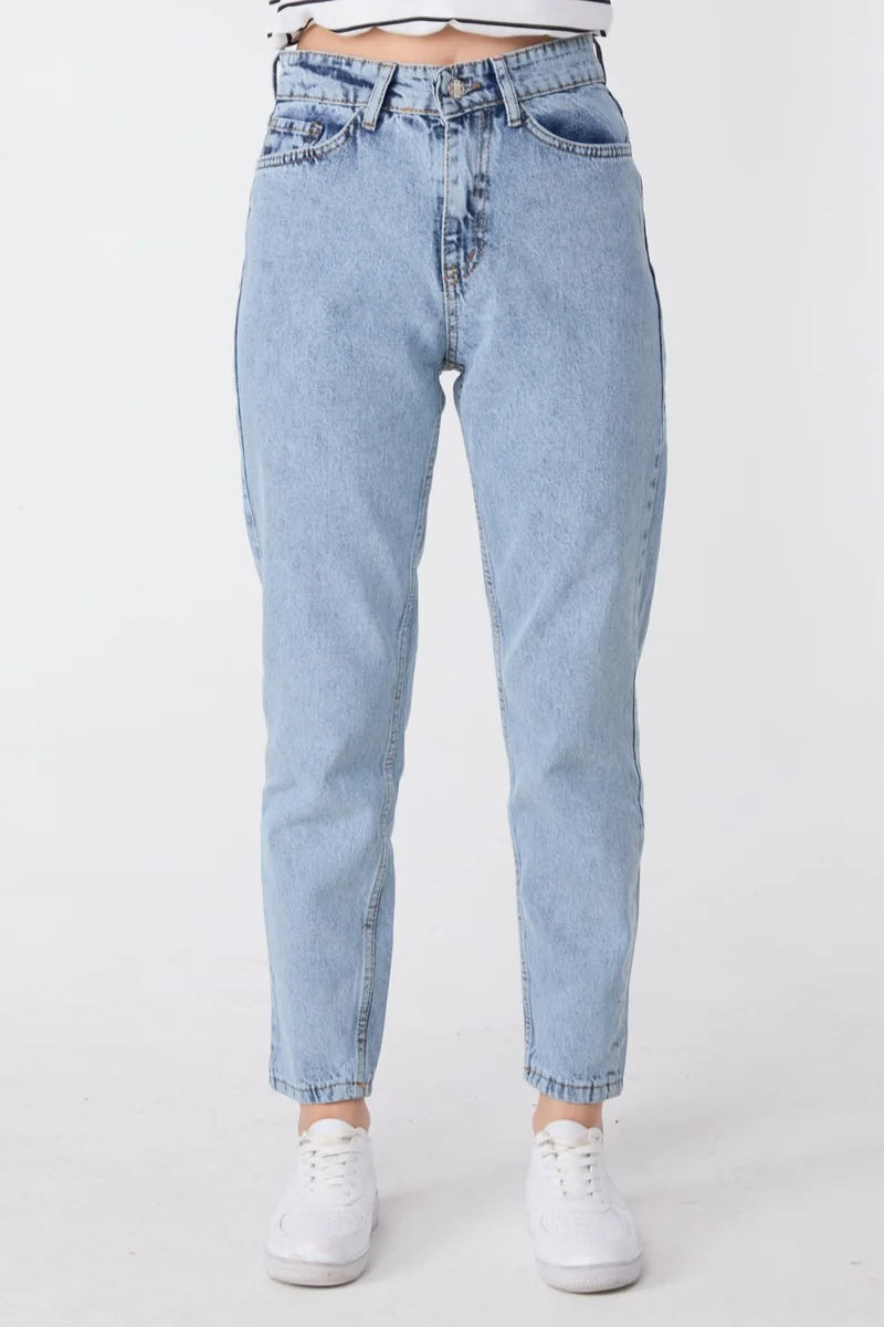 Tofisa 23669-ICE-BLUE-SNOW High Waist Mom Jeans