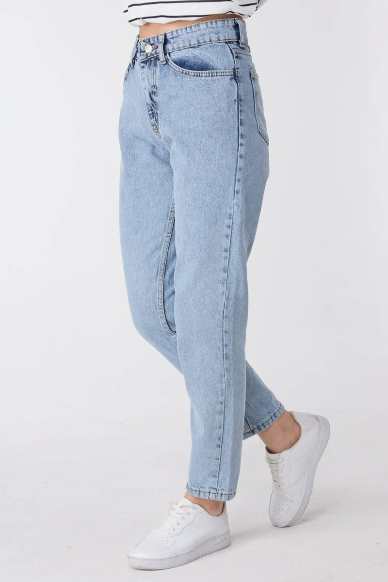 Tofisa 23669-ICE-BLUE-SNOW High Waist Mom Jeans