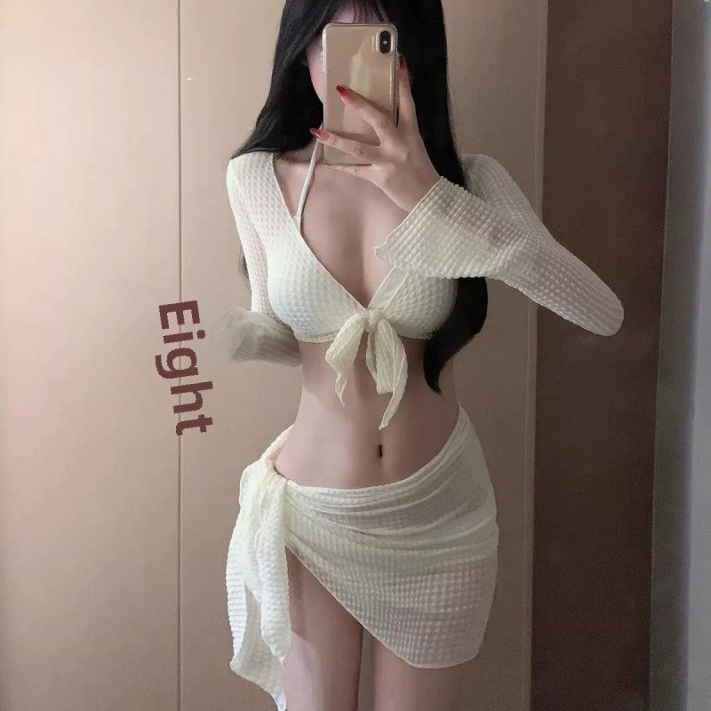 بكيني رباعي الأقسام أبيض - من نسيج البوليستر الفاخر مع وسادة صدر، تصميم منفصل فاخر للاستخدام في الشاطئ، المسبح، العطلات في الحمامات الساخنة - Image 3