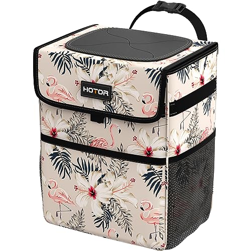 HOTOR Car Trash Can - Leak-Proof Car Organizer and Storage Bag for The Back/Front/Console of Any Cars,Sedans, SUVs & Trucks Easy-to-Install Car Accessory Interior, Flamingo Print - Image 1