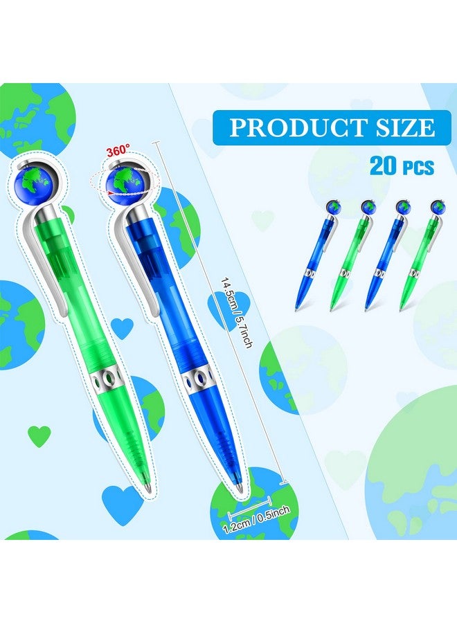 تيلينغ أقلام Earth Pens القابلة للسحب على شكل كرة أرضية لطيفة، مقاس 1.0 مم، أقلام Earth Day باللون الأسود، أقلام حبر جاف عالمية للأطفال والكبار، إكسسوارات، لوازم تزيين المدرسة والمكتب (20 قطعة) - Image 2