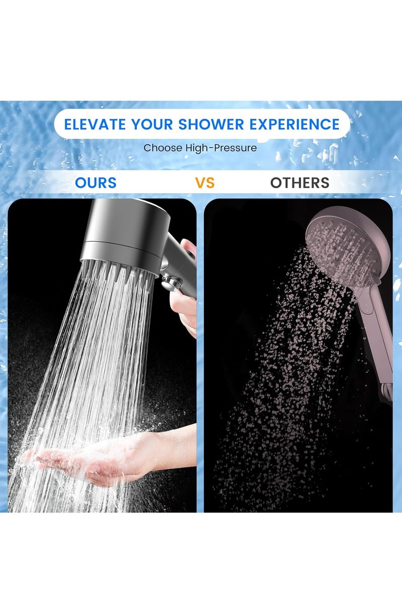 جينزي رأس دش مفلتر مع يد، تدفق مياه عالي الضغط وأوضاع رش متعددة، رأس دش مع فلتر، غسيل قوي للمياه العسيرة، رأس دش مع مفتاح تشغيل/إيقاف لحمامات الحيوانات الأليفة - Image 3