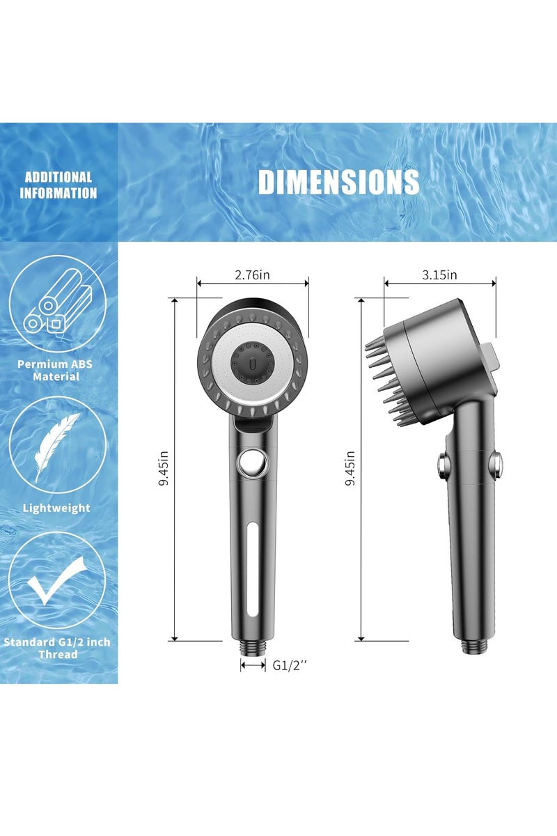 جينزي رأس دش مفلتر مع يد، تدفق مياه عالي الضغط وأوضاع رش متعددة، رأس دش مع فلتر، غسيل قوي للمياه العسيرة، رأس دش مع مفتاح تشغيل/إيقاف لحمامات الحيوانات الأليفة - Image 2