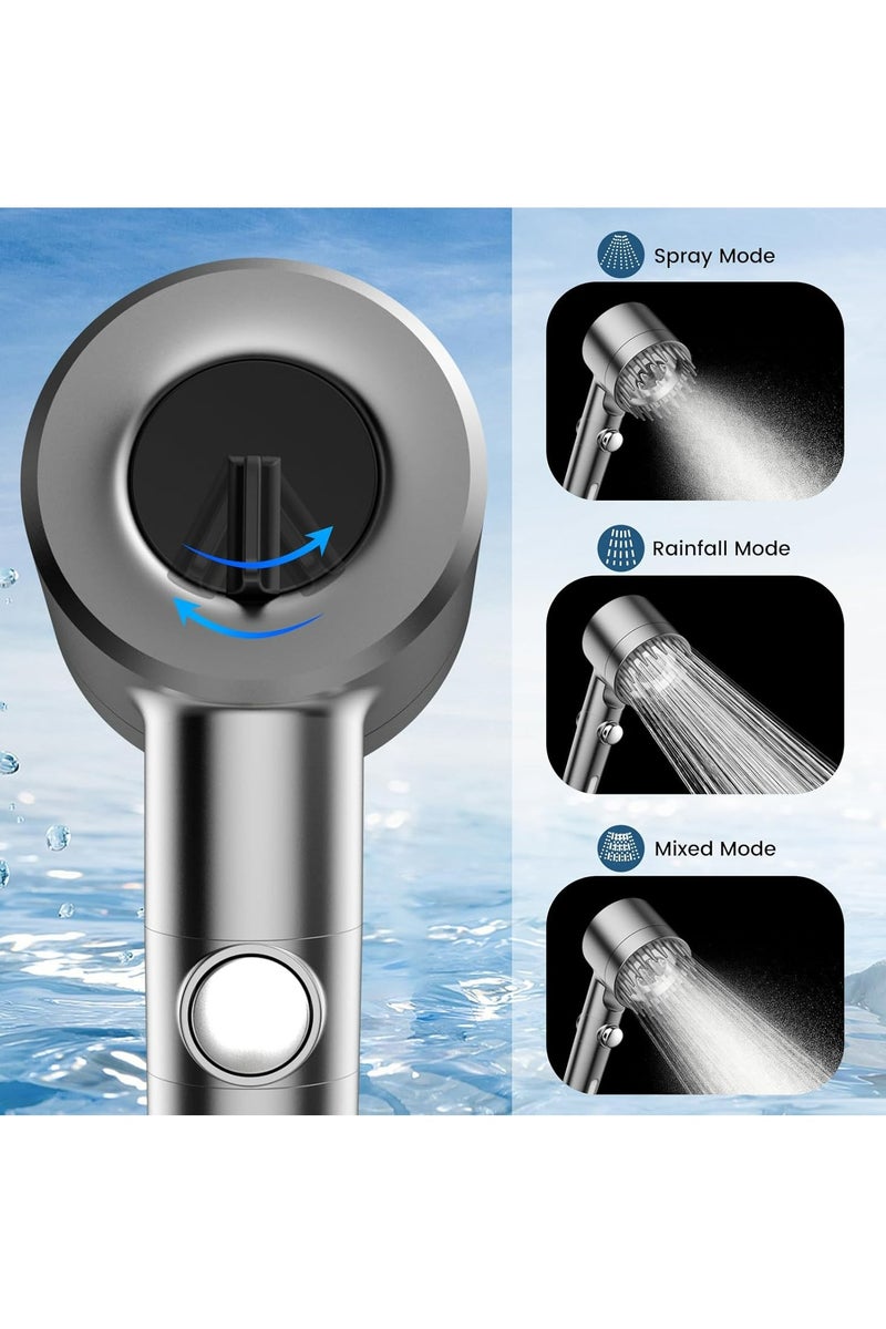جينزي رأس دش مفلتر مع يد، تدفق مياه عالي الضغط وأوضاع رش متعددة، رأس دش مع فلتر، غسيل قوي للمياه العسيرة، رأس دش مع مفتاح تشغيل/إيقاف لحمامات الحيوانات الأليفة - Image 5