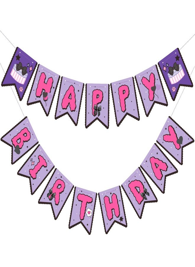 TaoBary Kawaii Birthday Party Banner Pink and Purple Pre-strung Hanging Sign Cartoon Anime Cute Kitty Themed Party Decorations Banners for Girls Women Birthday Favors Supplies - Image 1
