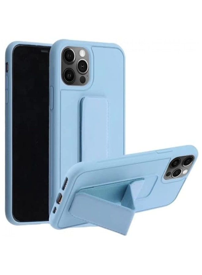 Zolo Finger Grip Holder and standing cover with Car Magnetic Multi-function Shockproof Protective Case Cover For iphone 11 Pro Max Light Blue - Image 1