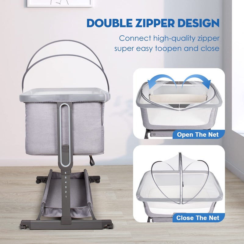 Beberoad Love غطاء سرير بيبرود لوف ضد البعوض مع شبكة قابلة للتنفس وقبة بسحاب مزدوج لأسرة الأطفال وأسرّة النوم الجانبية وأسرّة السفر بيضاء - Image 5