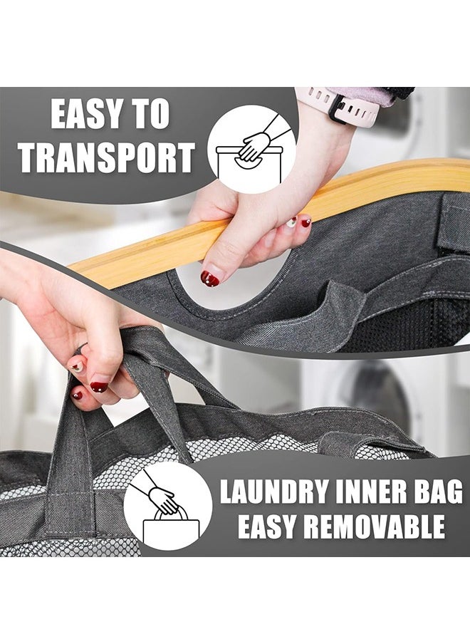 Laundry Basket with Lid  3 Section Extra Large Laundry Hamper  Divided Laundry Hamper with Removable Bags  for Bathroom, Bedroom(Grey 140L  3 Section)