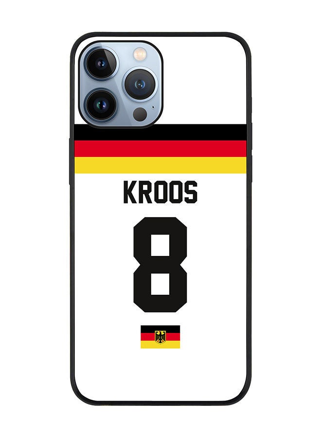 Stylizedd حافظة سوداء متينة لهاتف آبل آيفون 13 برو ماكس - تصميم نحيف - حواف مطاطية مرنة - مضادة للسقوط - غلاف TPU رقيق - فريق كرة القدم - ألمانيا - اسم اللاعب - كروس - Image 1