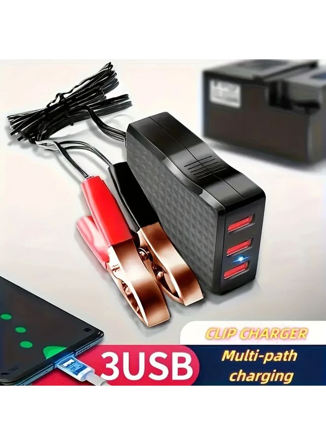 3U Clip Charger 8V 12V to 24V with 3 USB Ports Automatic Recognition for Car Motorcycle Battery Fast Charging - Image 2