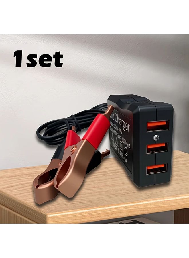 3U Clip Charger 8V 12V to 24V with 3 USB Ports Automatic Recognition for Car Motorcycle Battery Fast Charging - Image 1