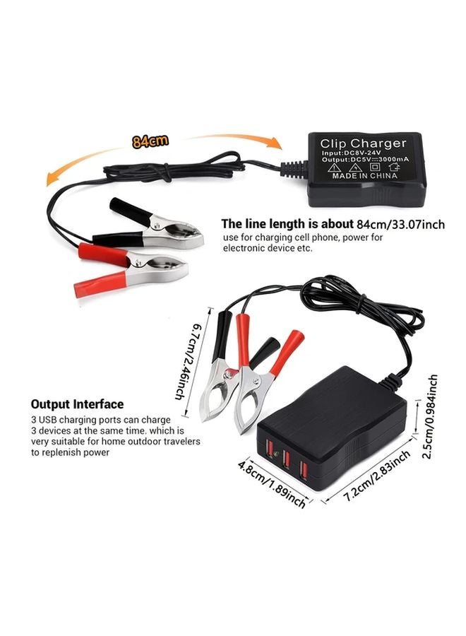 3U Clip Charger 8V 12V to 24V with 3 USB Ports Automatic Recognition for Car Motorcycle Battery Fast Charging - Image 3