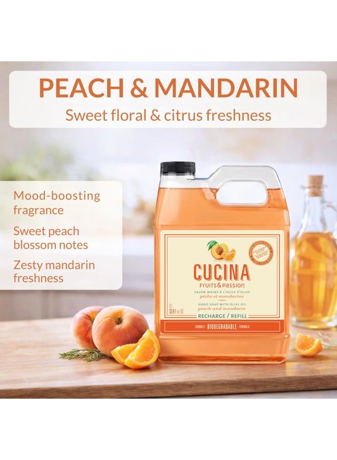 Cucina Fruits & Passion Peach Mandarin Hand Soap, 1-Litre Refill - Image 2