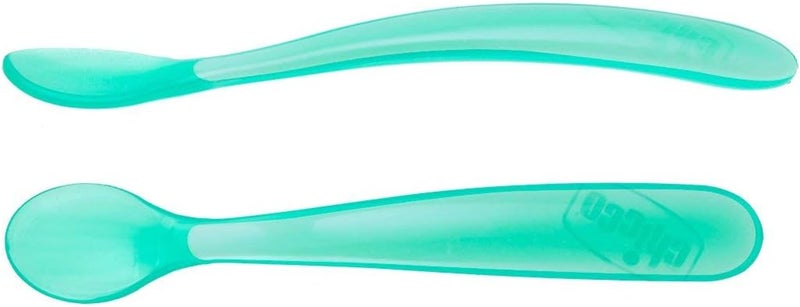 Chicco Soft Silicone Spoon Set - 2 Pieces, Blue (6m+) - Image 1