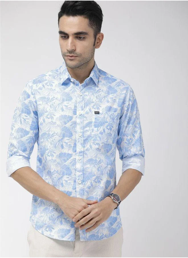The Indian Garage Co Men Slim Fit Abstract Printed Full Sleeves Cutaway Collar Casual Shirt