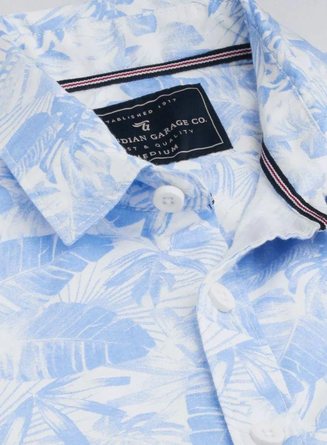 شركة المرآب الهندية Men Slim Fit Abstract Printed Full Sleeves Cutaway Collar Casual Shirt