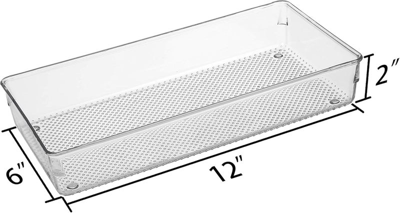 Snazzy 4Pack Clear Plastic Desk Drawer Dividers Drawer OrganizerTray For Makeup Kitchen UtensilsfridgeJewelries And Gadgets 9x6 - Image 2