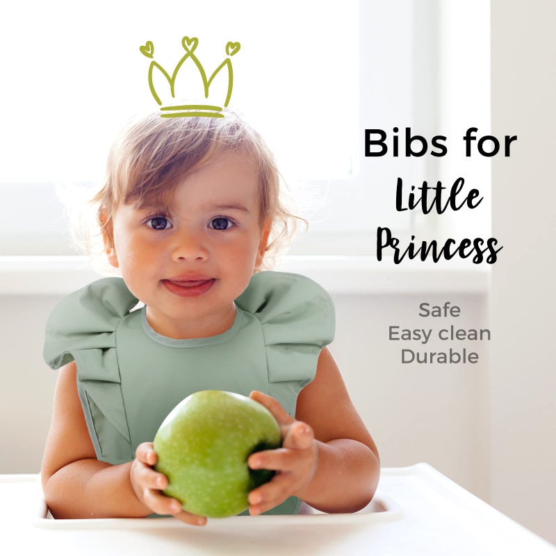 JaGely 3 Pcs Baby Food Bib for Eating Waterproof Washable Toddler Bib Soft Feeding Apron with Food Catcher for Toddler Boy or Girl Eating Travel Home Supplies - Image 2